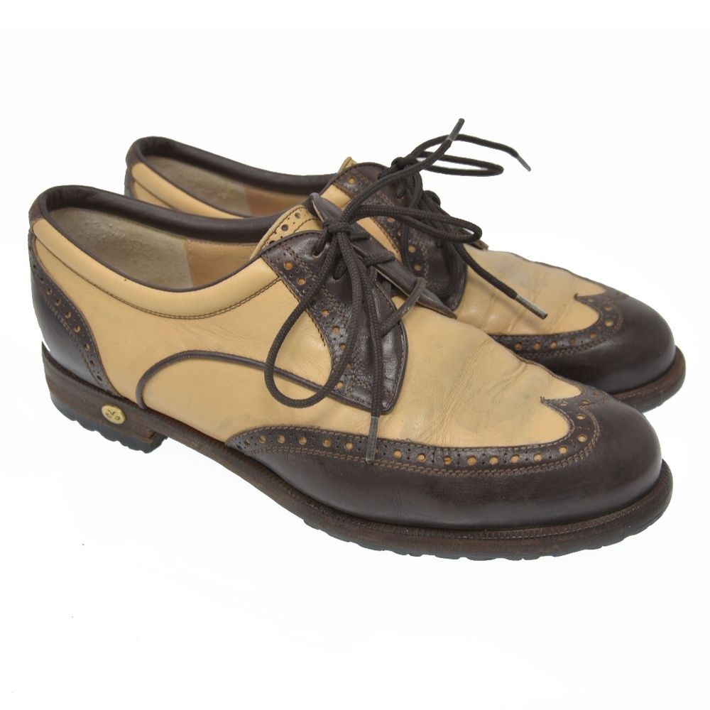 *Walter Genuin Sz 8 Brown Leather Wingtip Cleats